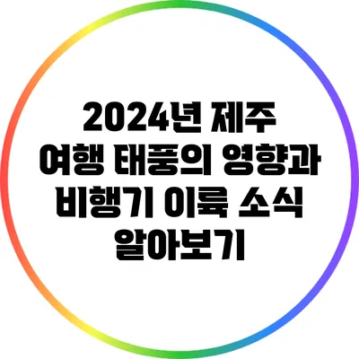 2024년 제주 여행: 태풍의 영향과 비행기 이륙 소식 알아보기