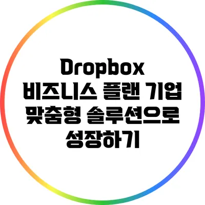 Dropbox 비즈니스 플랜: 기업 맞춤형 솔루션으로 성장하기