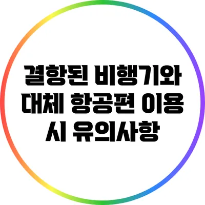 결항된 비행기와 대체 항공편 이용 시 유의사항