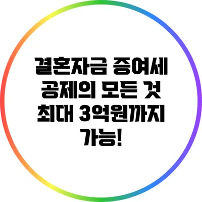 결혼자금 증여세 공제의 모든 것: 최대 3억원까지 가능!