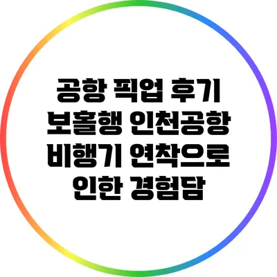 공항 픽업 후기: 보홀행 인천공항 비행기 연착으로 인한 경험담