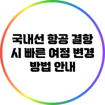 국내선 항공 결항 시 빠른 여정 변경 방법 안내