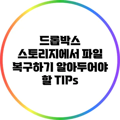 드롭박스 스토리지에서 파일 복구하기: 알아두어야 할 TIPs