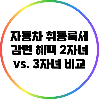자동차 취등록세 감면 혜택: 2자녀 vs. 3자녀 비교