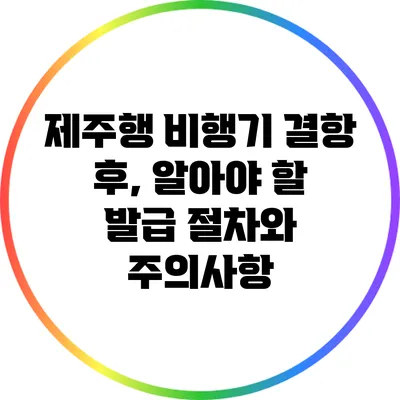 제주행 비행기 결항 후, 알아야 할 발급 절차와 주의사항