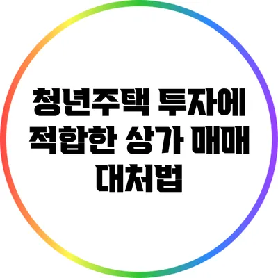 청년주택 투자에 적합한 상가 매매 대처법
