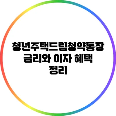 청년주택드림청약통장: 금리와 이자 혜택 정리