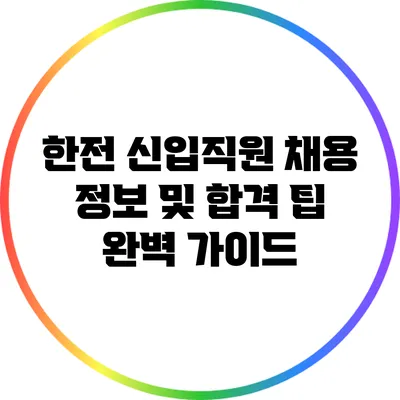 한전 신입직원 채용 정보 및 합격 팁 완벽 가이드