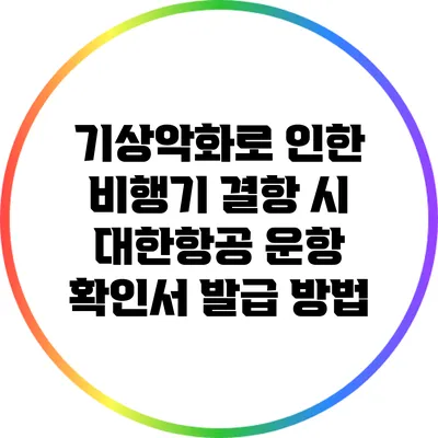 기상악화로 인한 비행기 결항 시 대한항공 운항 확인서 발급 방법
