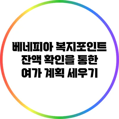 베네피아 복지포인트 잔액 확인을 통한 여가 계획 세우기