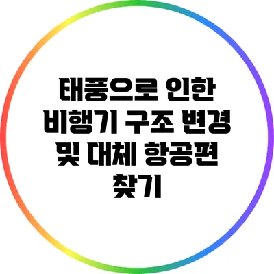 태풍으로 인한 비행기 구조 변경 및 대체 항공편 찾기