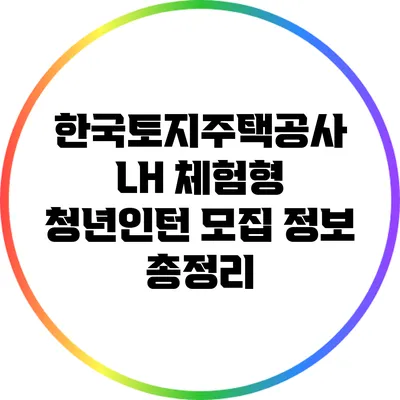 한국토지주택공사 LH 체험형 청년인턴 모집 정보 총정리
